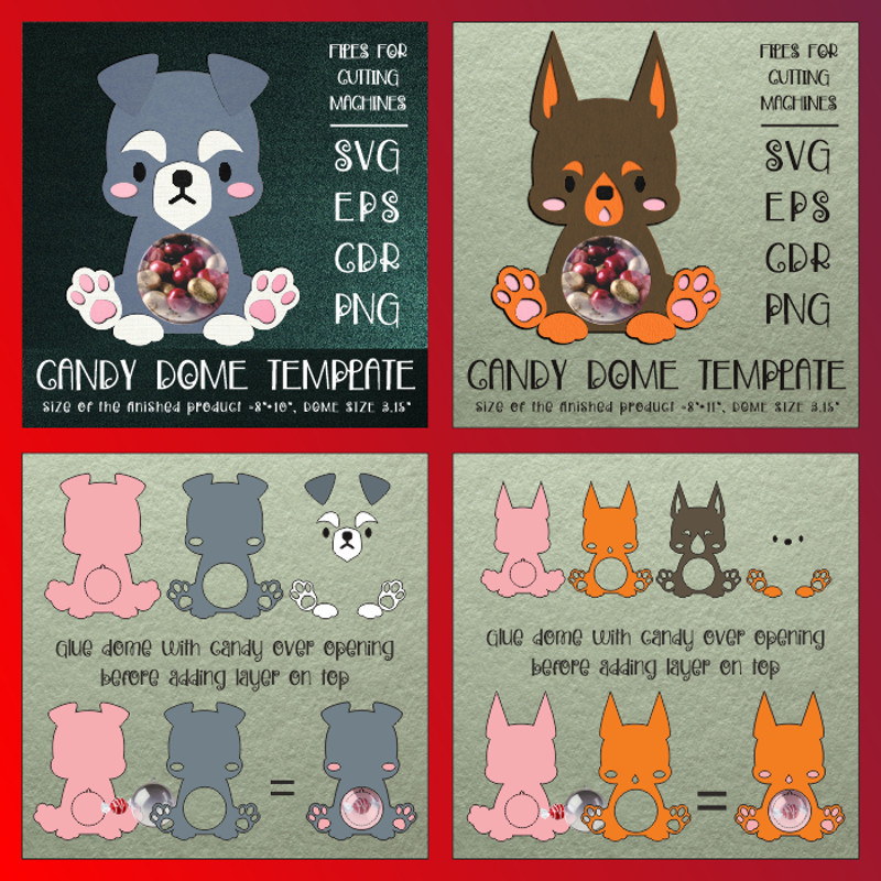 Cute Puppies  Candy Dome Bundle  Paper Craft Templates 7