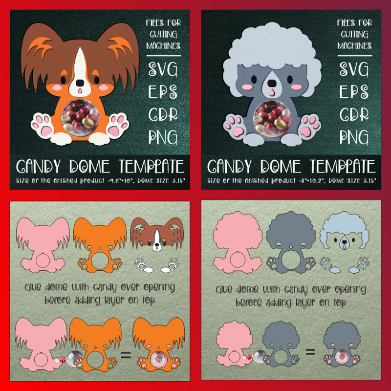 Cute Puppies  Candy Dome Bundle  Paper Craft Templates 8