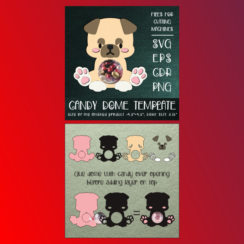 Cute Puppies  Candy Dome Bundle  Paper Craft Templates 9