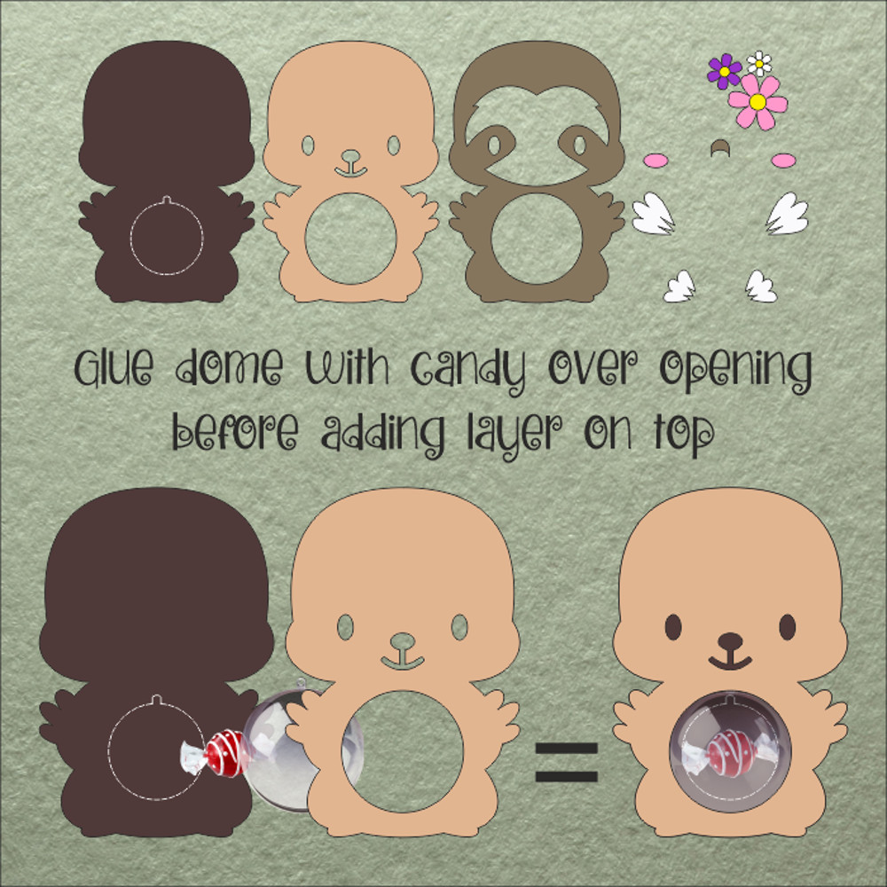 Baby SlothCandy Dome TemplateSucker Holder 1