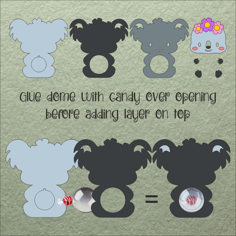 Baby Koala Candy Dome TemplateSucker Holder 1