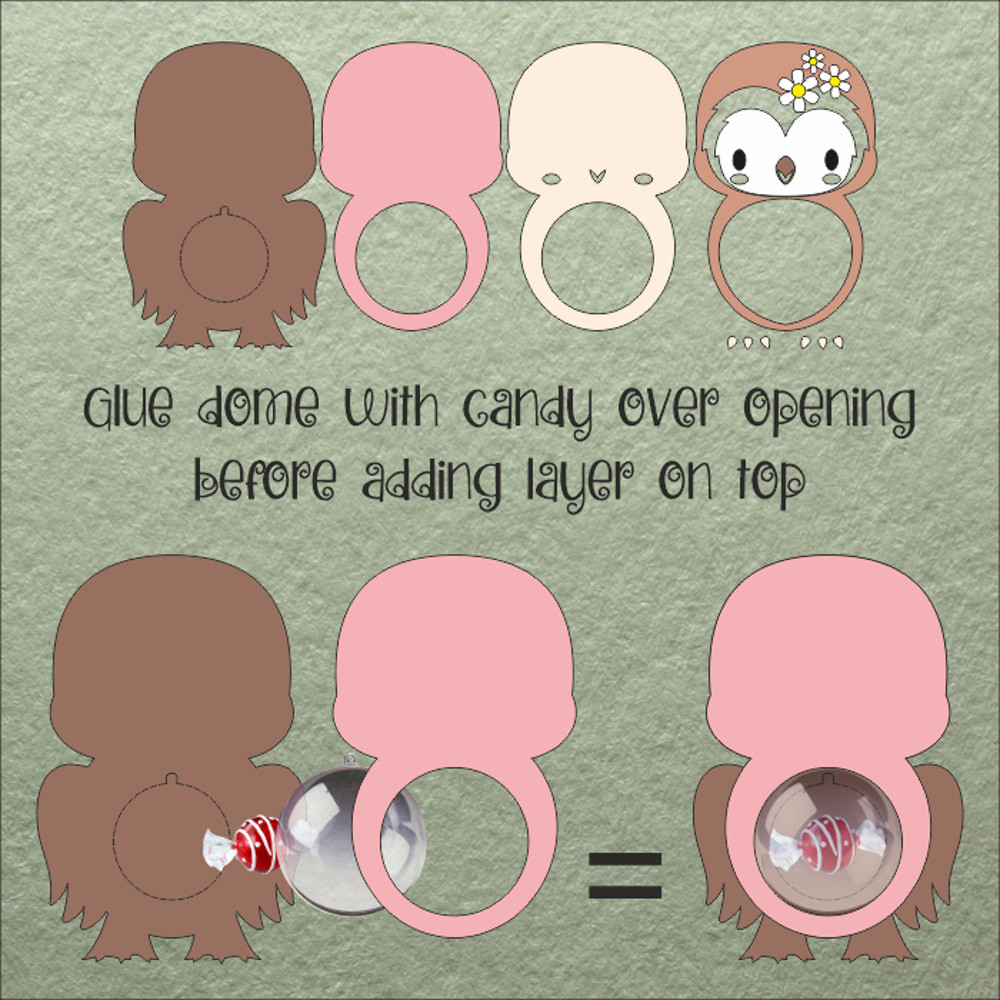Cute Owl  Candy Dome TemplateSucker Holder 1