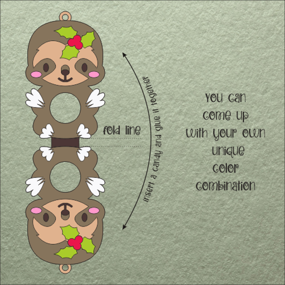 Baby Sloth  Christmas Candy Holder Template 1