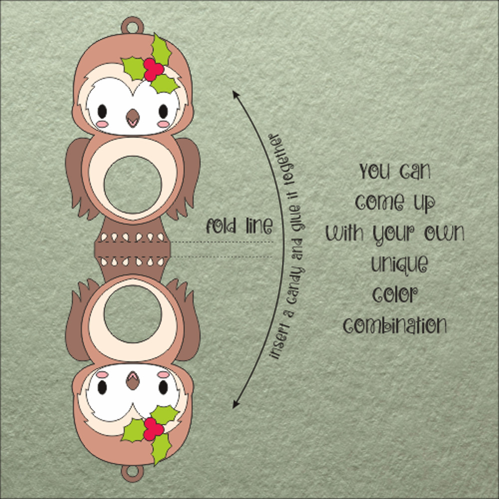 Baby Owl Christmas Candy Holder Template 1