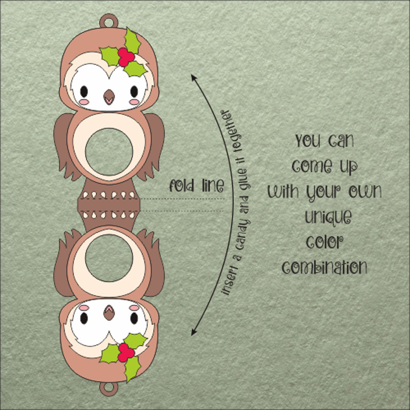 Baby Owl Christmas Candy Holder Template 1