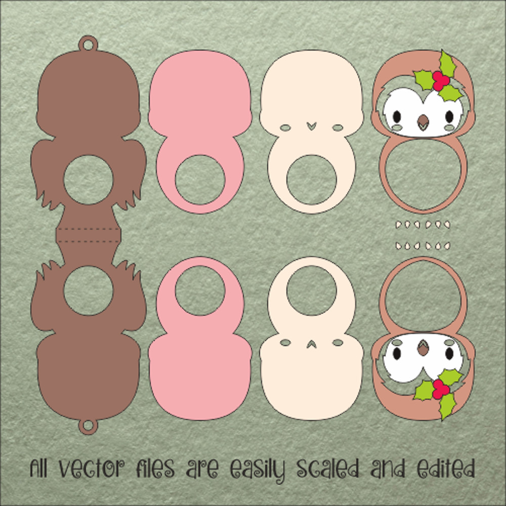 Baby Owl Christmas Candy Holder Template 2