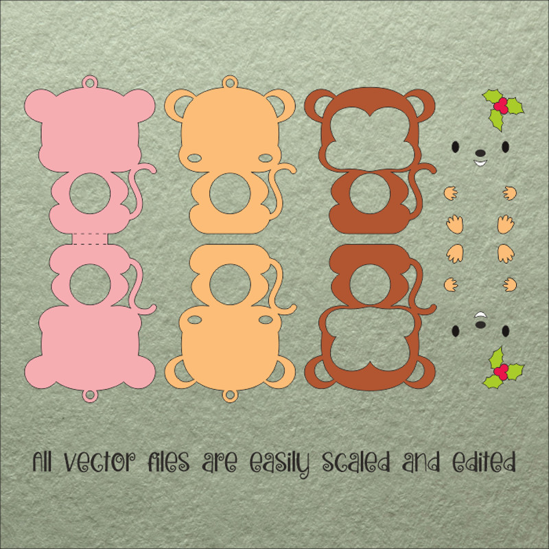 Baby Monkey Christmas Candy Holder Template 2