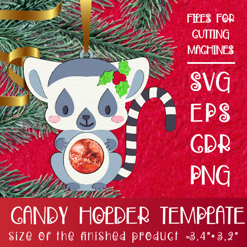 Baby Lemur Christmas Candy Holder Template 0