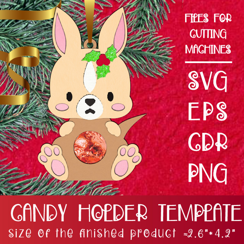 Baby Kangaroo Christmas Candy Holder Template 0