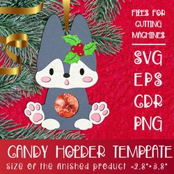 baby wolf - christmas candy holder template