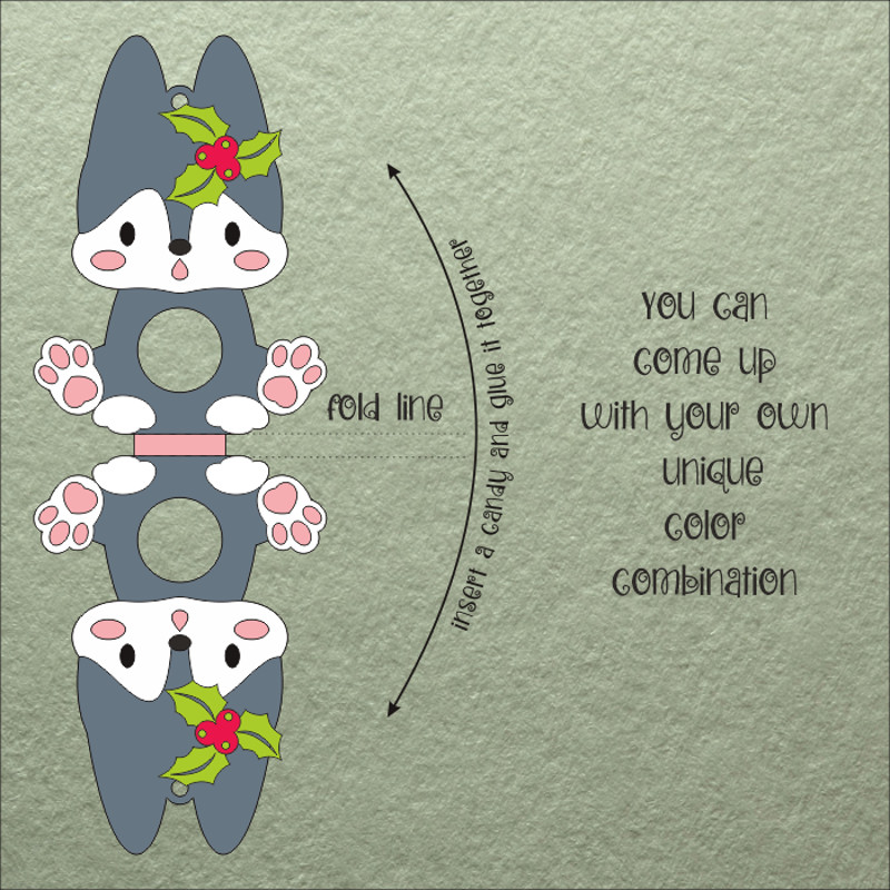 Baby Wolf  Christmas Candy Holder Template 1