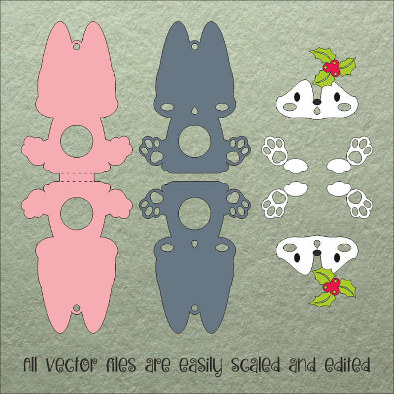 Baby Wolf  Christmas Candy Holder Template 2