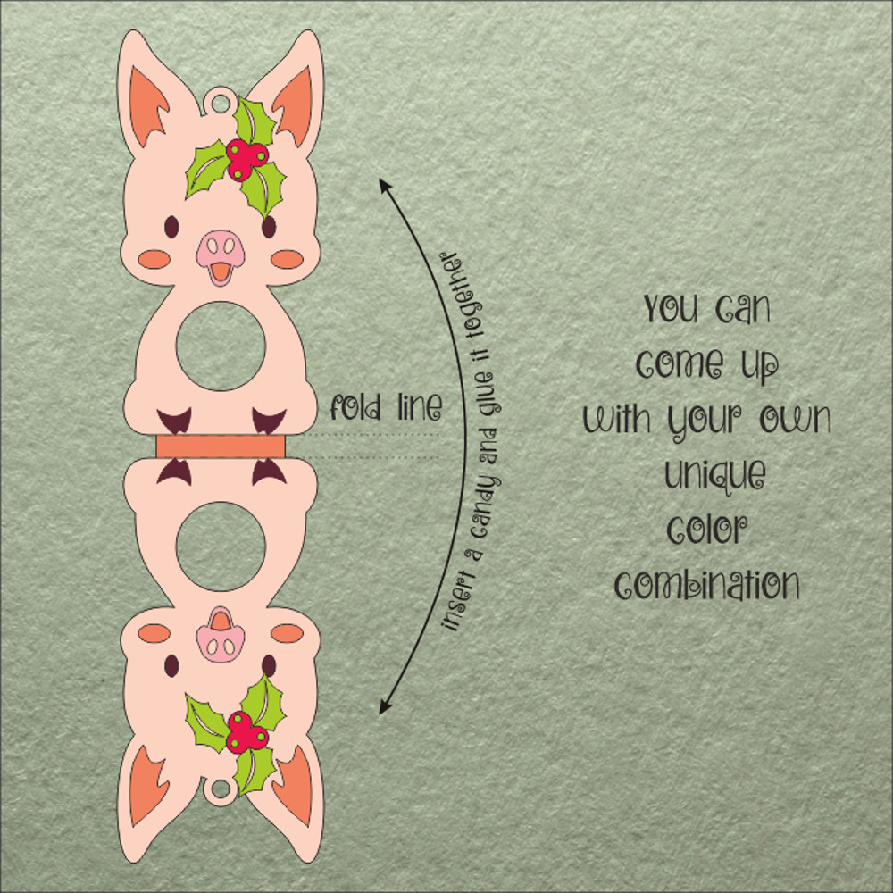 Baby Pig Christmas Candy Holder Template 1