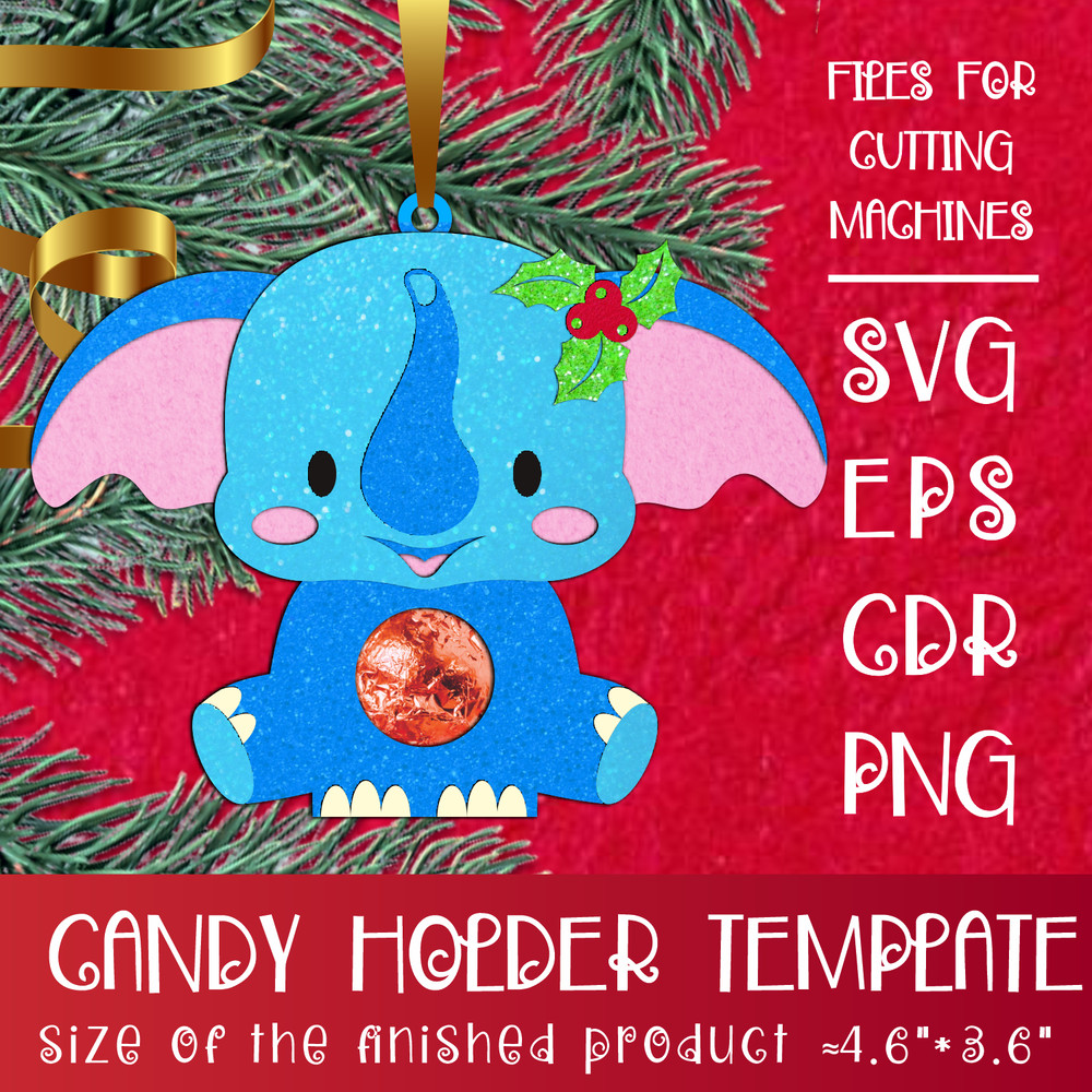Baby Elephant Christmas Candy Holder Template 0