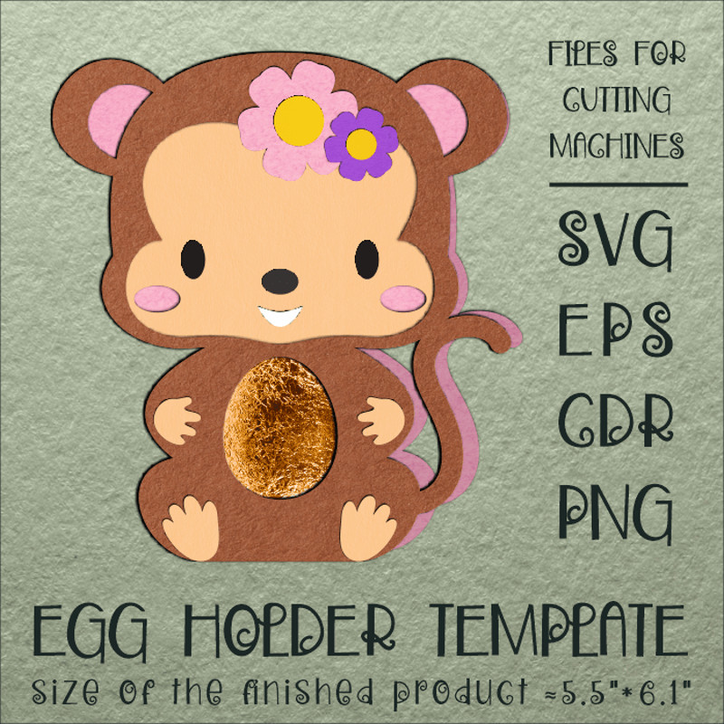 Cute Monkey  Easter Egg Holder Template 0