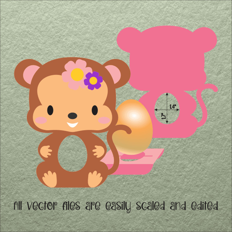 Cute Monkey  Easter Egg Holder Template 2