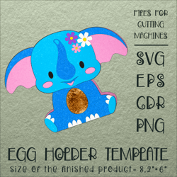 baby elephant - easter egg holder template