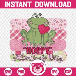 hoppy valentine's day frog, valentine frog png, pink background png, valentine heart png,