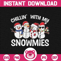 Snowman Christmas Chillin With My Snowmies Ugly Png, Snowman Santa Hat Cute Png, Christmas Png, Digital Download