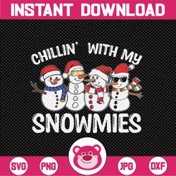 snowman christmas chillin with my snowmies ugly png, snowman santa hat cute png, christmas png, digital download
