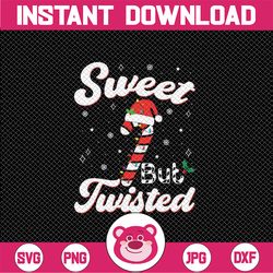Sweet But Twisted Funny Christmas Candy Cane Xmas Svg, Candy Cane Santa Hat Xmas Svg, Christmas Png, Digital Download