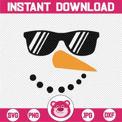 Snowman Glasse Christmas Winter Svg, Snowman Face With Sunglasses Svg, Christmas Png, Digital Download