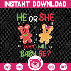 He or She What Will Our Baby Be Gingerbread Gender Reveal Svg, Gingerbread Xmas Mouse Svg, Christmas Png, Digital Downlo