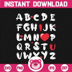 Abc I Love You Alphabet Svg Png, Alphabet Love Svg,  ABC I Love You Svg,Teacher Valentines Day vg ,Valentines Days Gift