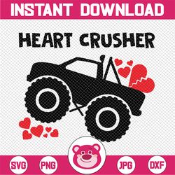heart crusher svg, valentines day svg, boy valentine svg, monster truck svg, kid's valentine, heart crusher valentine's