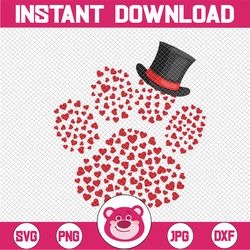 paw valentine svg, paw print hearts svg, funny cute dog cat lover svg, valentines day svg, digital download
