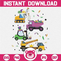 Construction Vehicle Mardi Gras For Toddler Boys Kids Svg Png, Mardi Gras Svg, Truck Fleur de Lis Svg, Digital Download