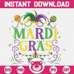 Retro Mardi Gras Party Hat Svg, Mardi Gras Beads Svg, Mardi Gras Hat Svg, Digital Download