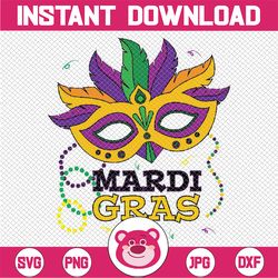 Retro Mardi Gras Mardi Gras 2023 Beads Mask Feathers Svg, Fleur De Lis Svg, Saints New Orleans, Mardi Gras Png, Digital