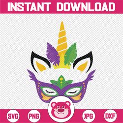 Mardi Gras SVG, Unicorn Face Free SVG File svg, png, dxf, eps digital download