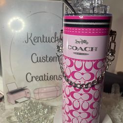 pink purse 20 oz stainless steel tumbler with faux ice topper