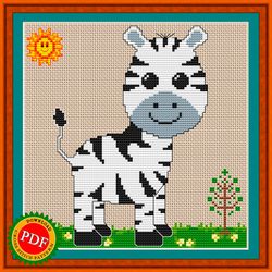 Zebra Cross Stitch Pattern | Cute Zebra Baby Pattern