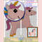 Charming cross stitch pattern of a sideways unicorn
