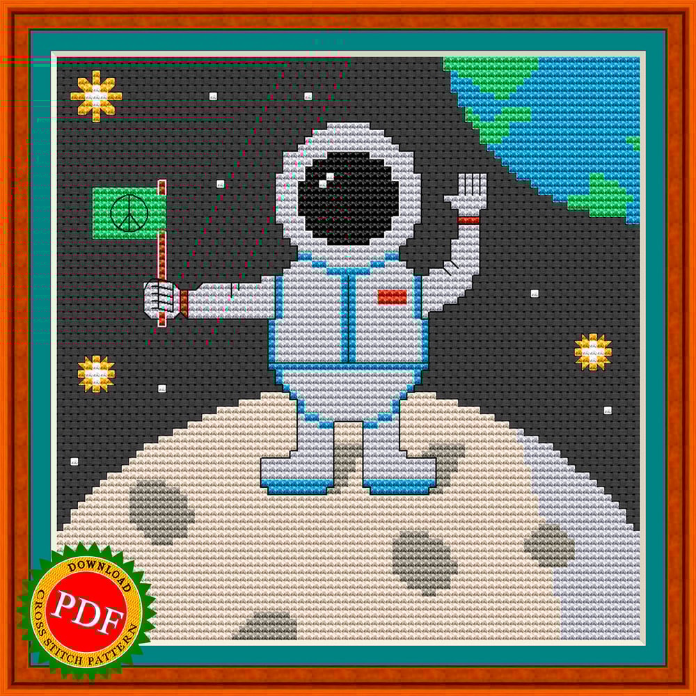 Cartoon astronaut on the moon