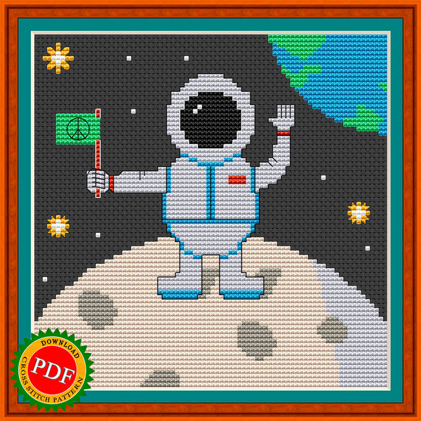 Cartoon astronaut on the moon