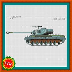 M46 Patton Cross Stitch Pattern | American Tank Patton Chart | The Last Gunfighter Tank