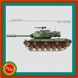 M47 Patton Cross Stitch Pattern | Patton Tank Chart | American War Machine