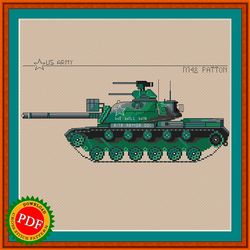 M48 Patton Cross Stitch Pattern | American Main Battle Tank M48 Patton