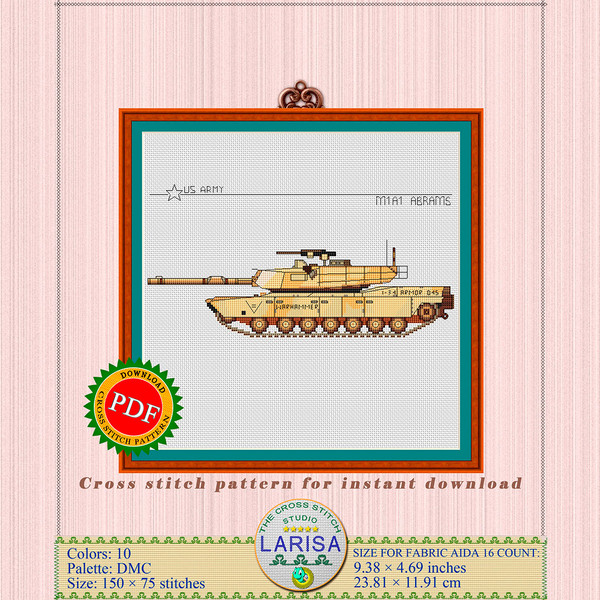 Warhammer tank cross stitch design