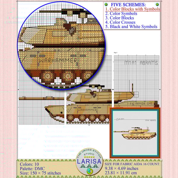 American tank cross stitch pattern