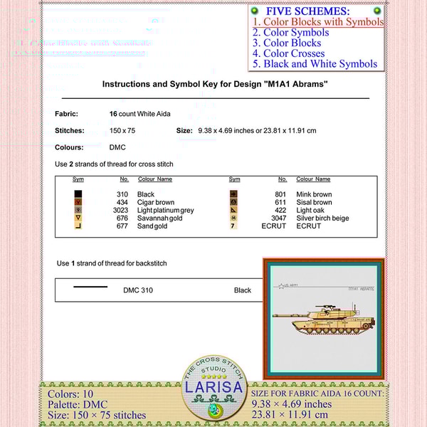 M1 Abrams "Warhammer" cross stitch pattern