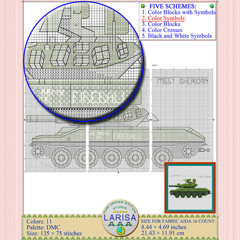 Embroidery pattern M551 Sheridan tank