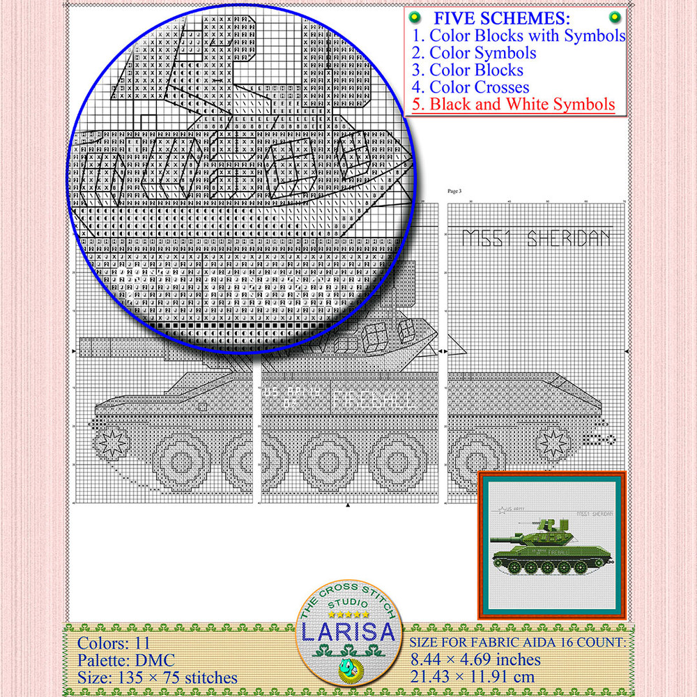 09-Sheridan-Tank.jpgCross Stitch Design of M551 Sheridan Tank