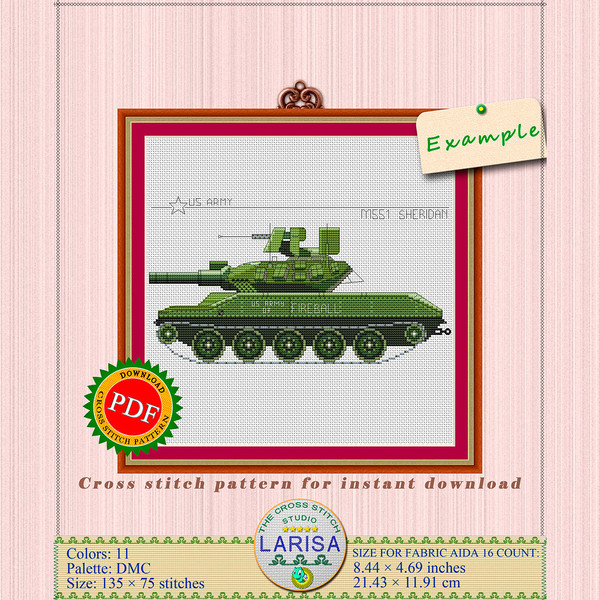 M551 Sheridan Tank Embroidery Chart