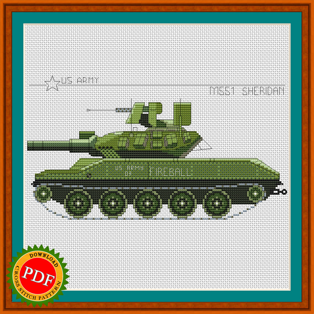 M551 Sheridan tank cross stitch design