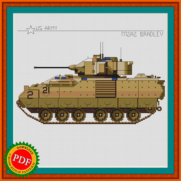M2A2 Bradley IFV cross stitch image